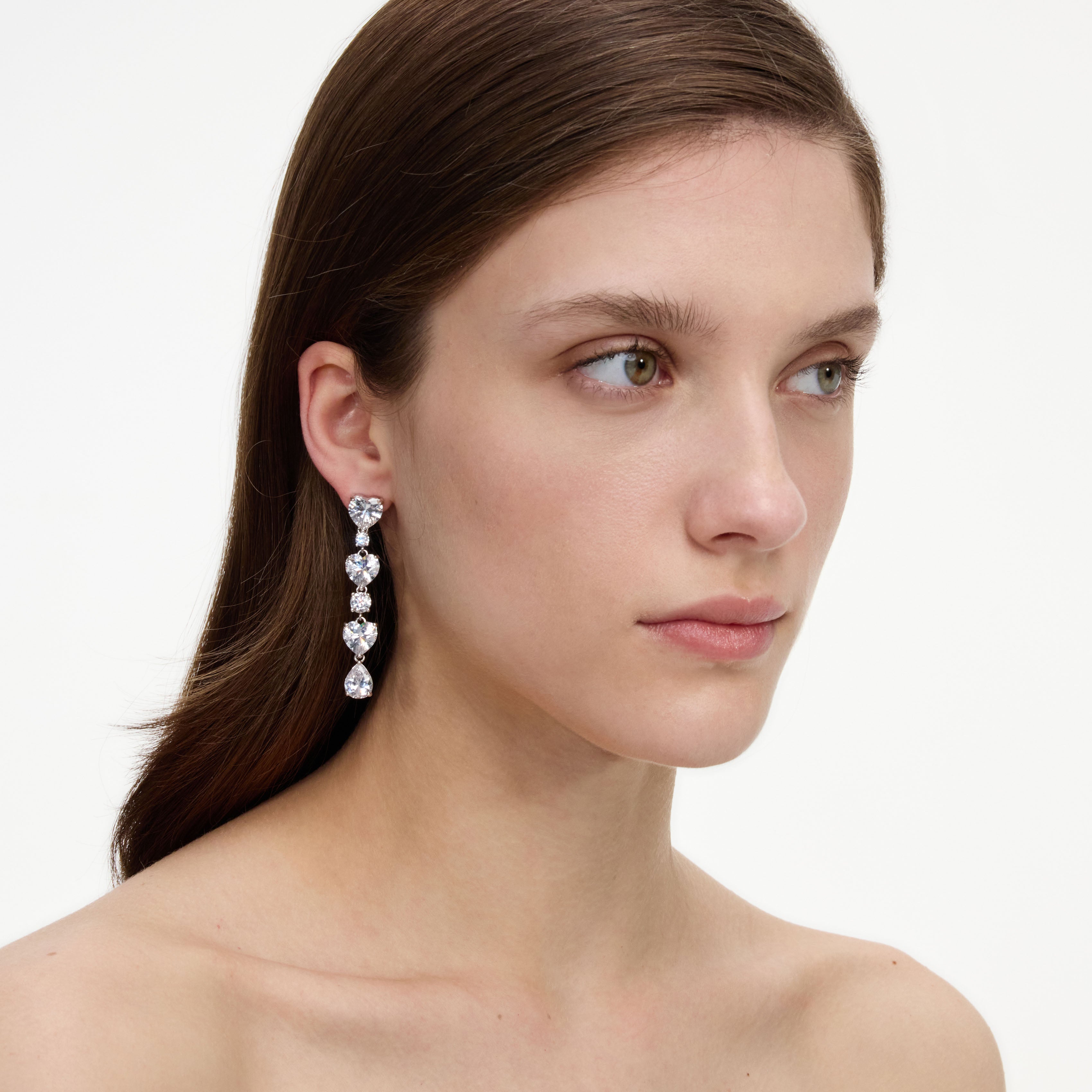 Crystal Heart Tiered Earrings