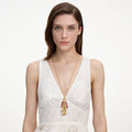 Gold Coral Charm Cluster Necklace