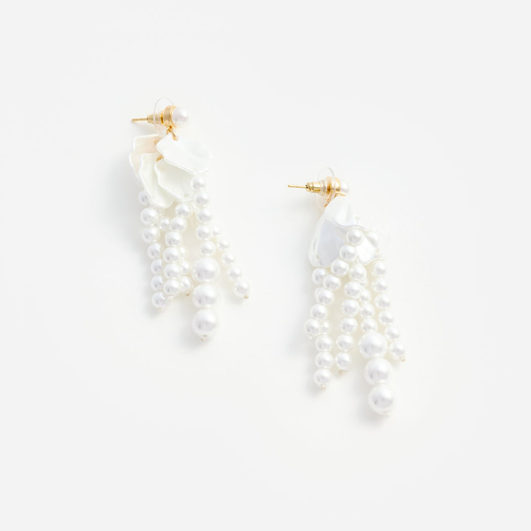 Pearl Petal Dangle Earrings