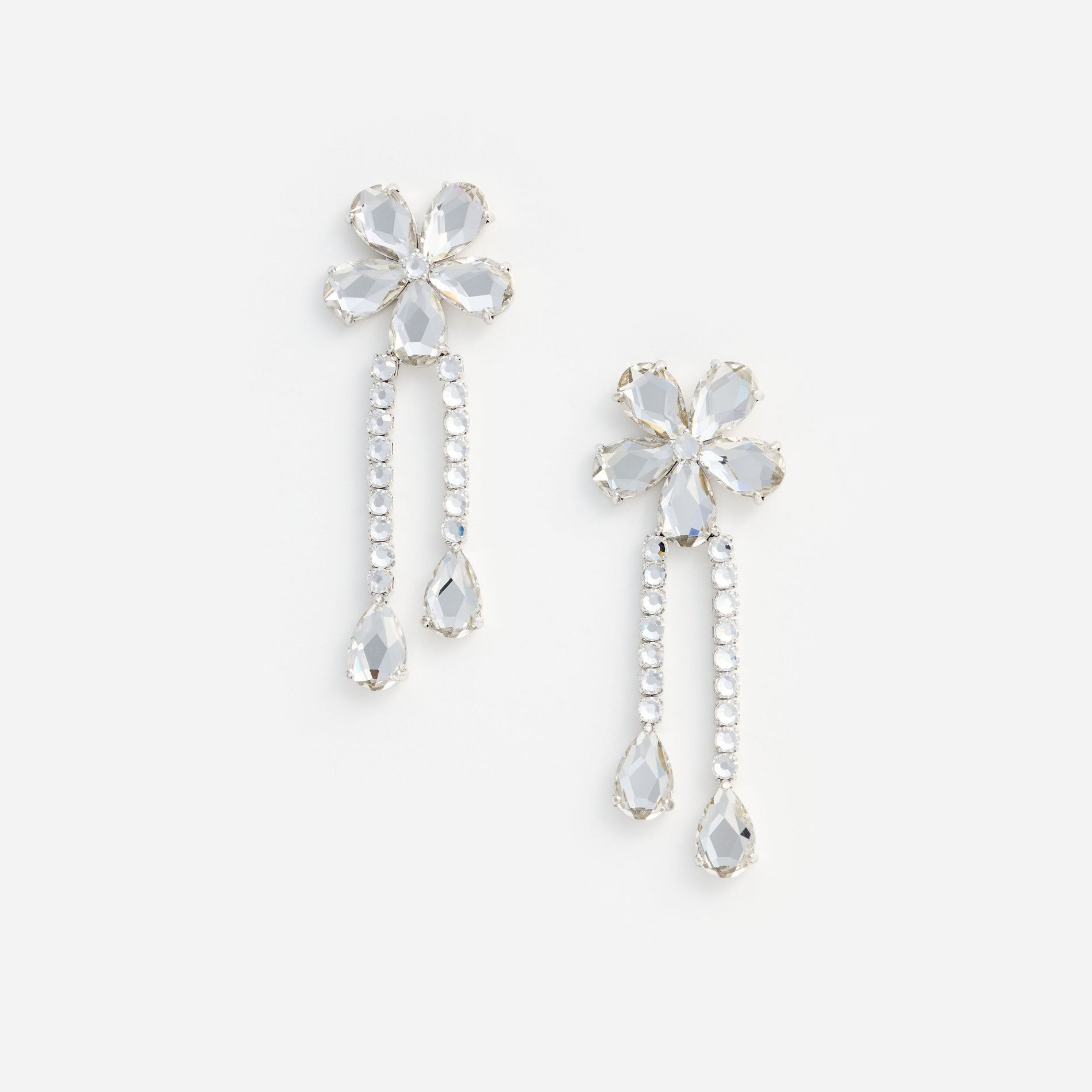 Crystal Flower Droplet Earrings