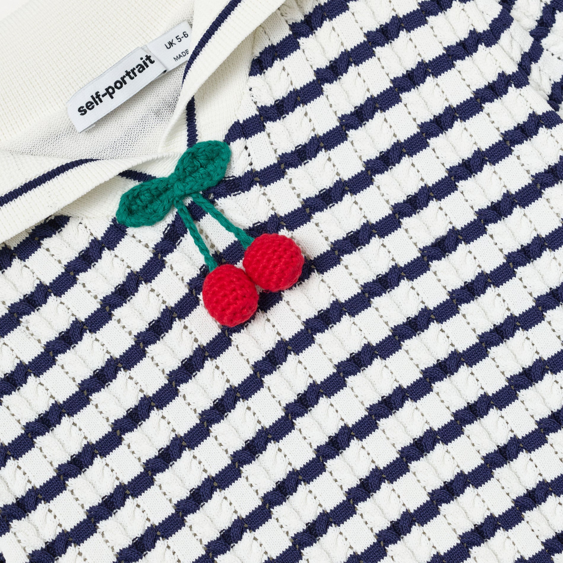 Navy And Cream Stripe Knitted Dress