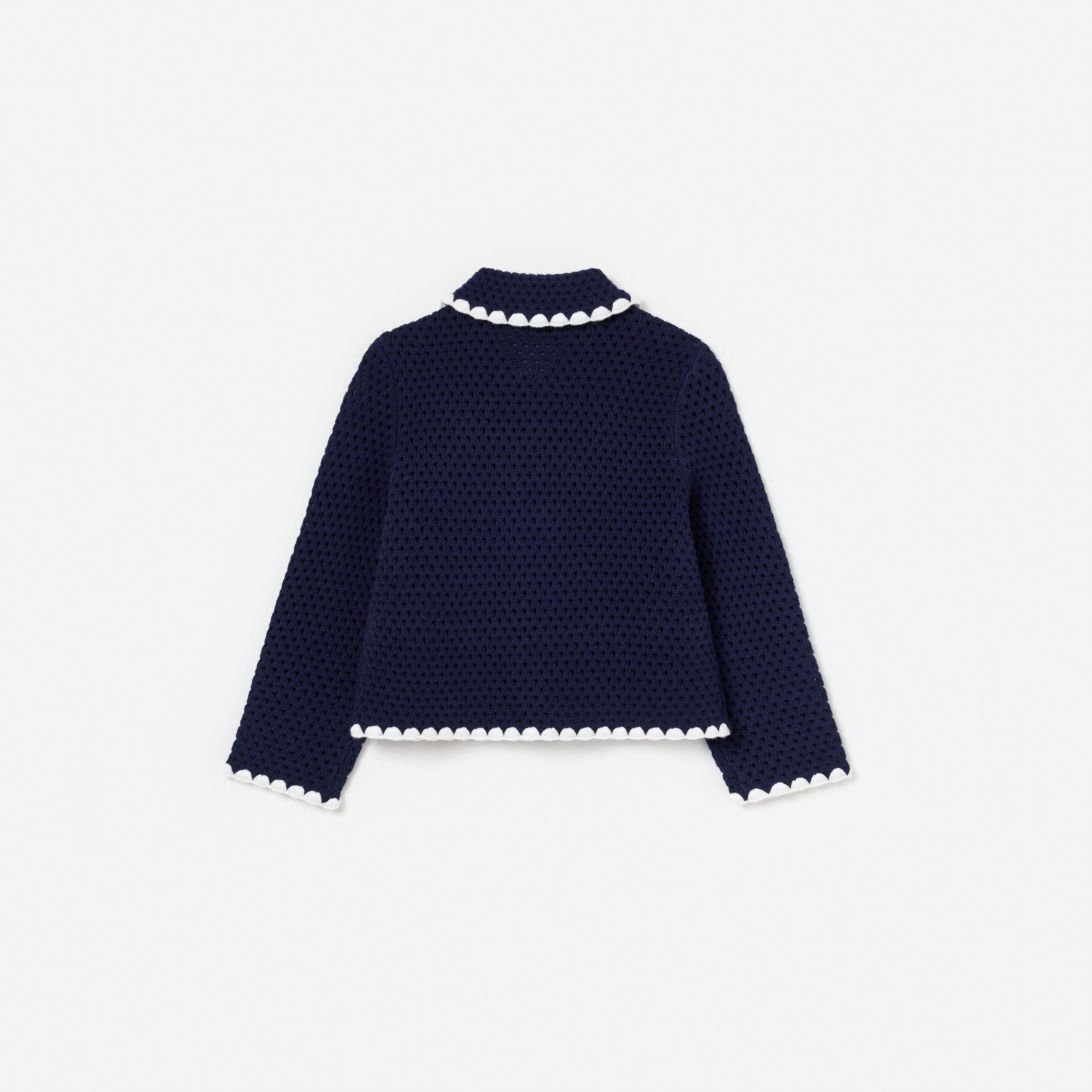 Navy Crochet Knitted Cardigan – self-portrait-US