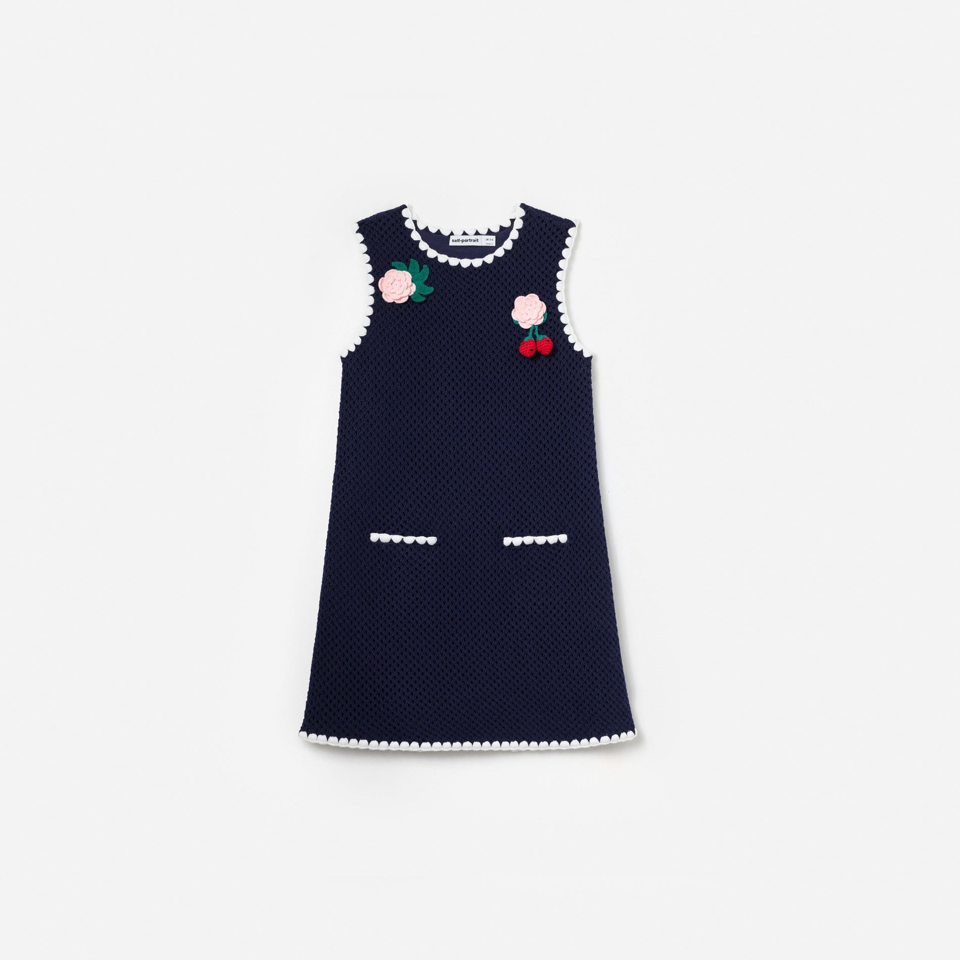 Navy Crochet Knitted Dress