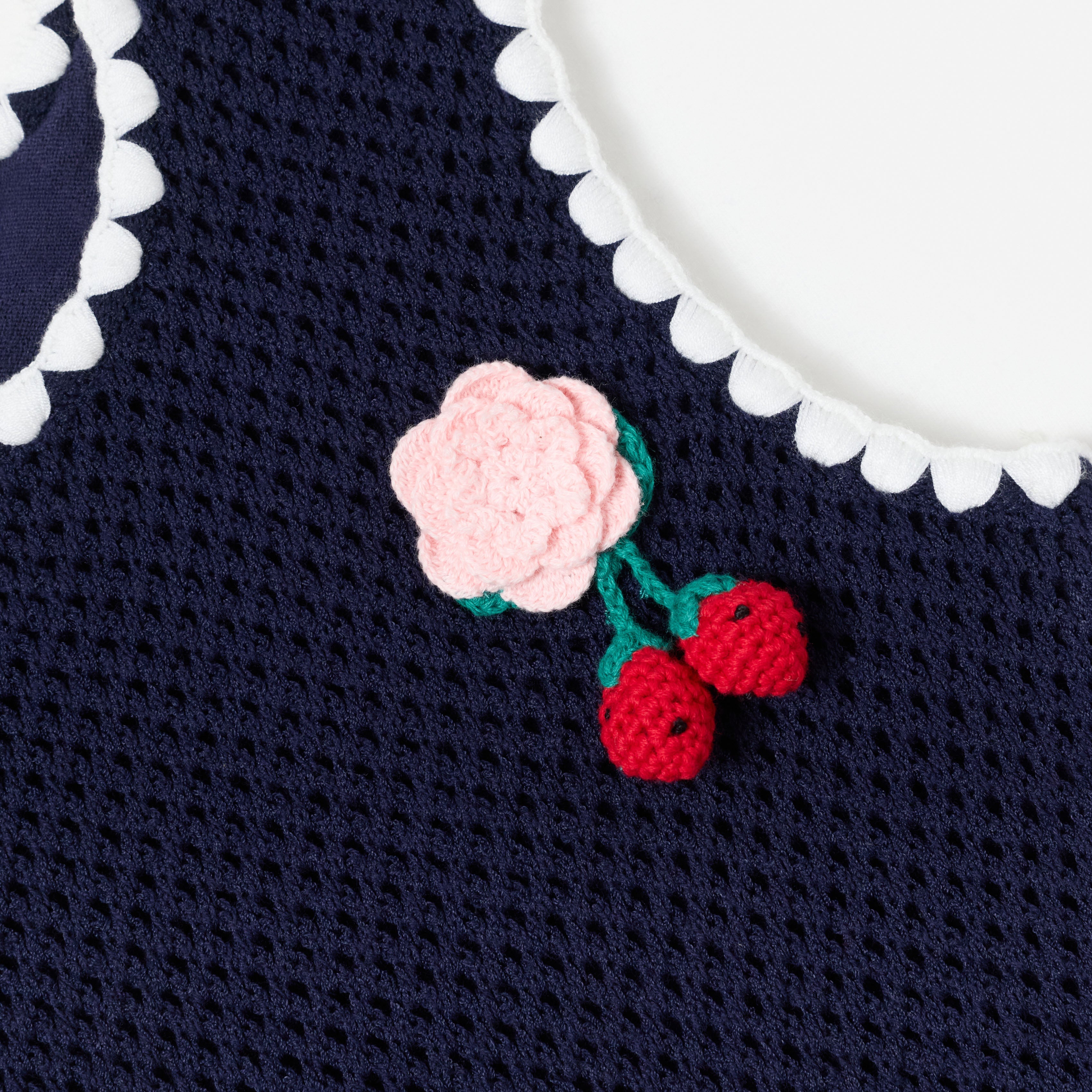 Navy Crochet Knitted Dress