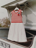 Red Striped Crochet Floaty Dress