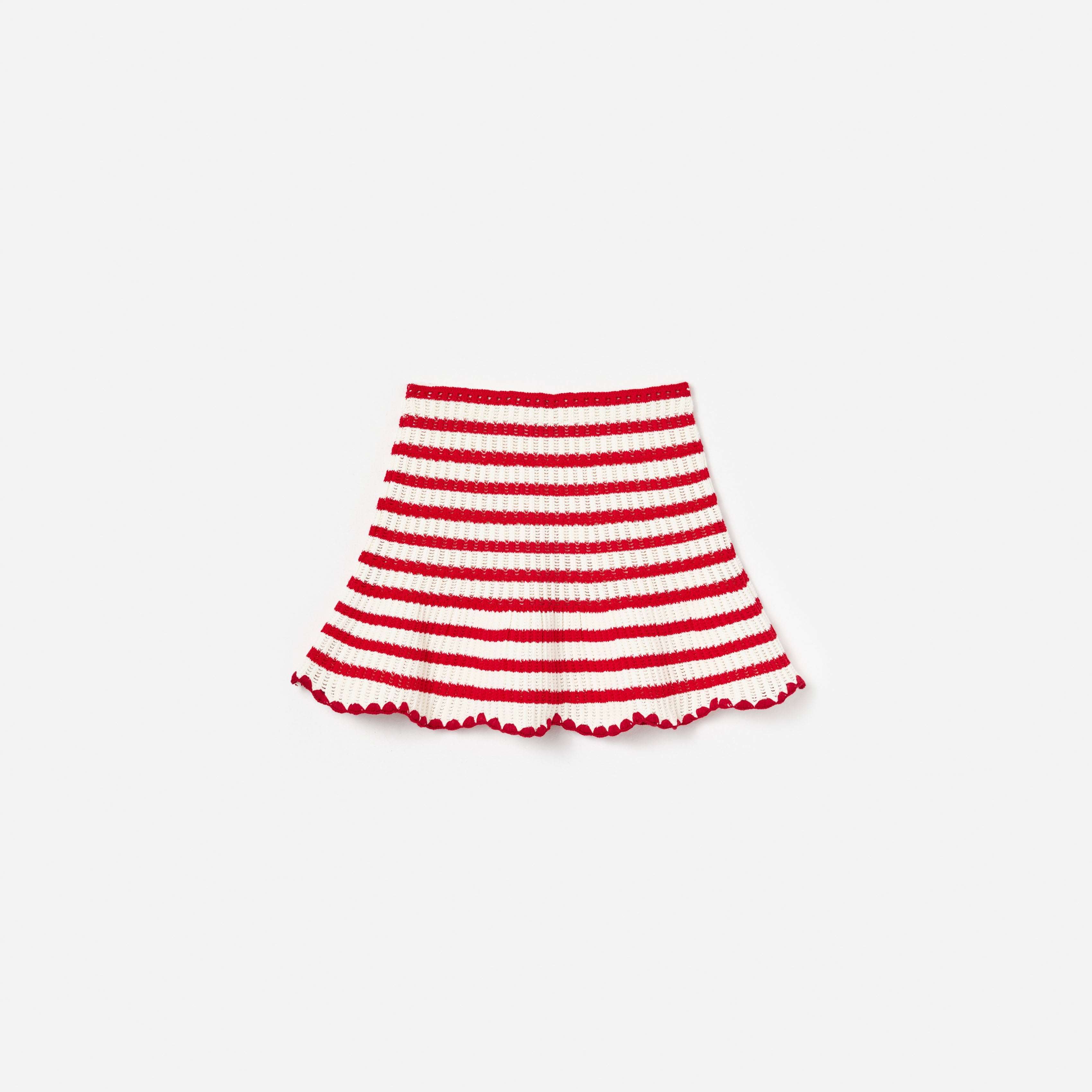 Cream And Red Stripe Knitted Skirt