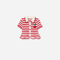 Cream And Red Stripe Knitted Top