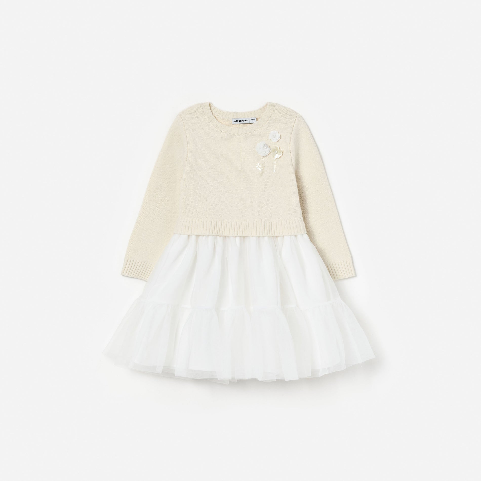 Cream Tulle Knit Dress