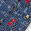 Denim Cherry Bow Printed Jacket