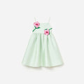 Mint Taffeta 3D Flower Dress
