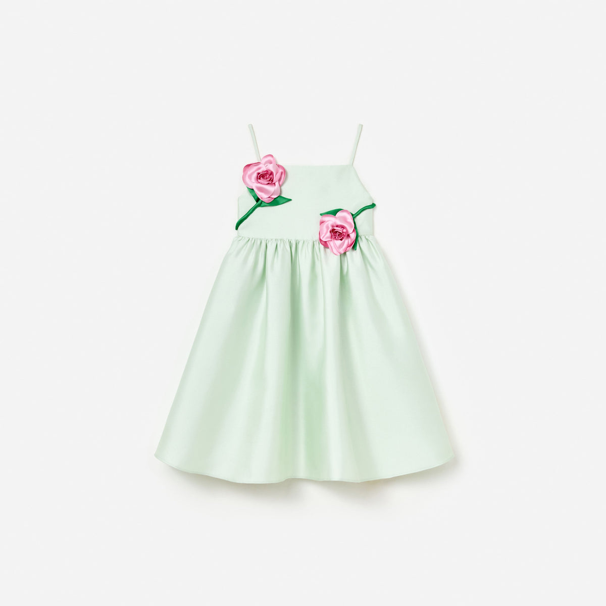 mint green dress with pink flowers Mint Taffeta 3D Flower Dress – self-portrait-US