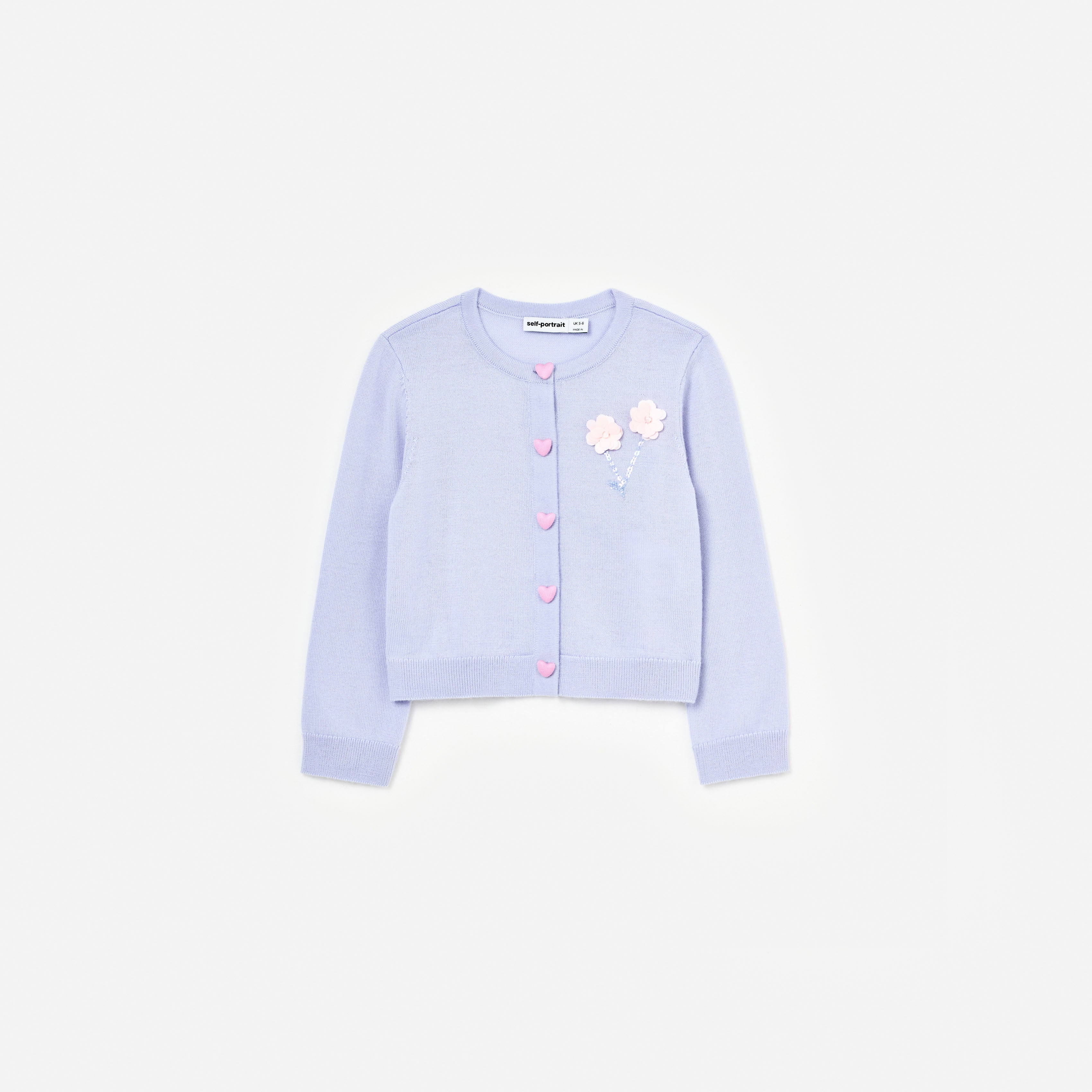 Lilac Sequin Flower Embroidered Knit Cardigan – self-portrait-US