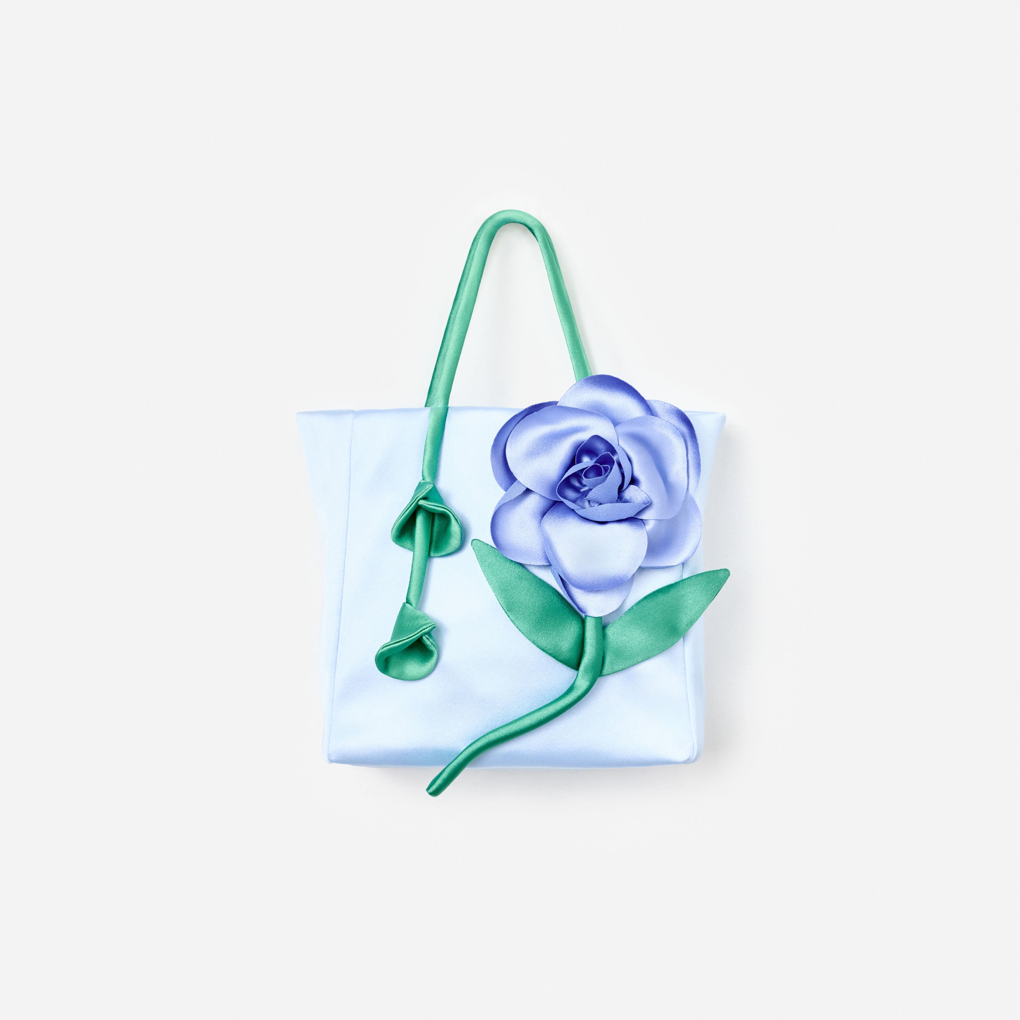 Blue Taffeta 3D Flower Bag