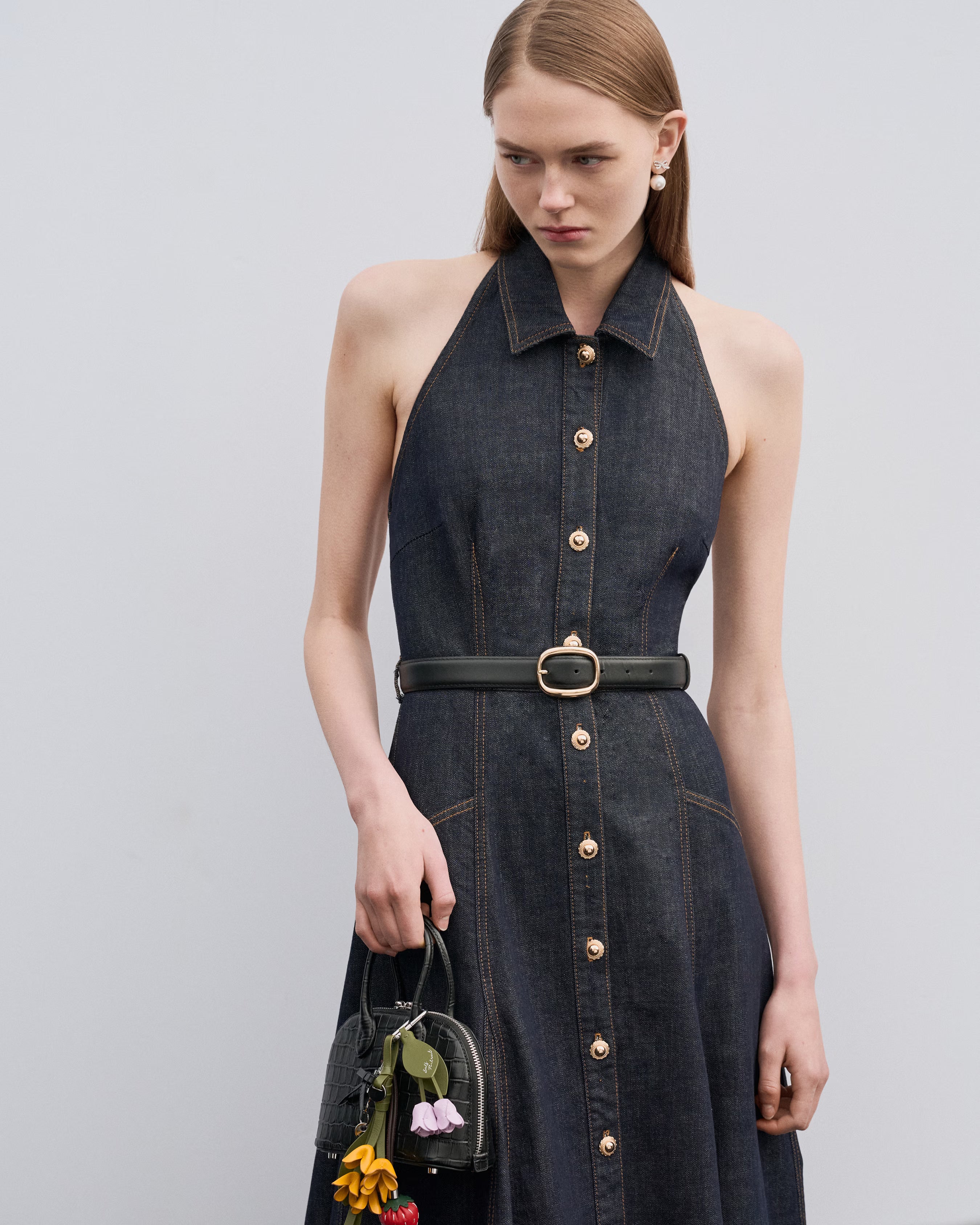 indigo denim dress Boden Women's Puff Sleeve Denim Dress in Blue
