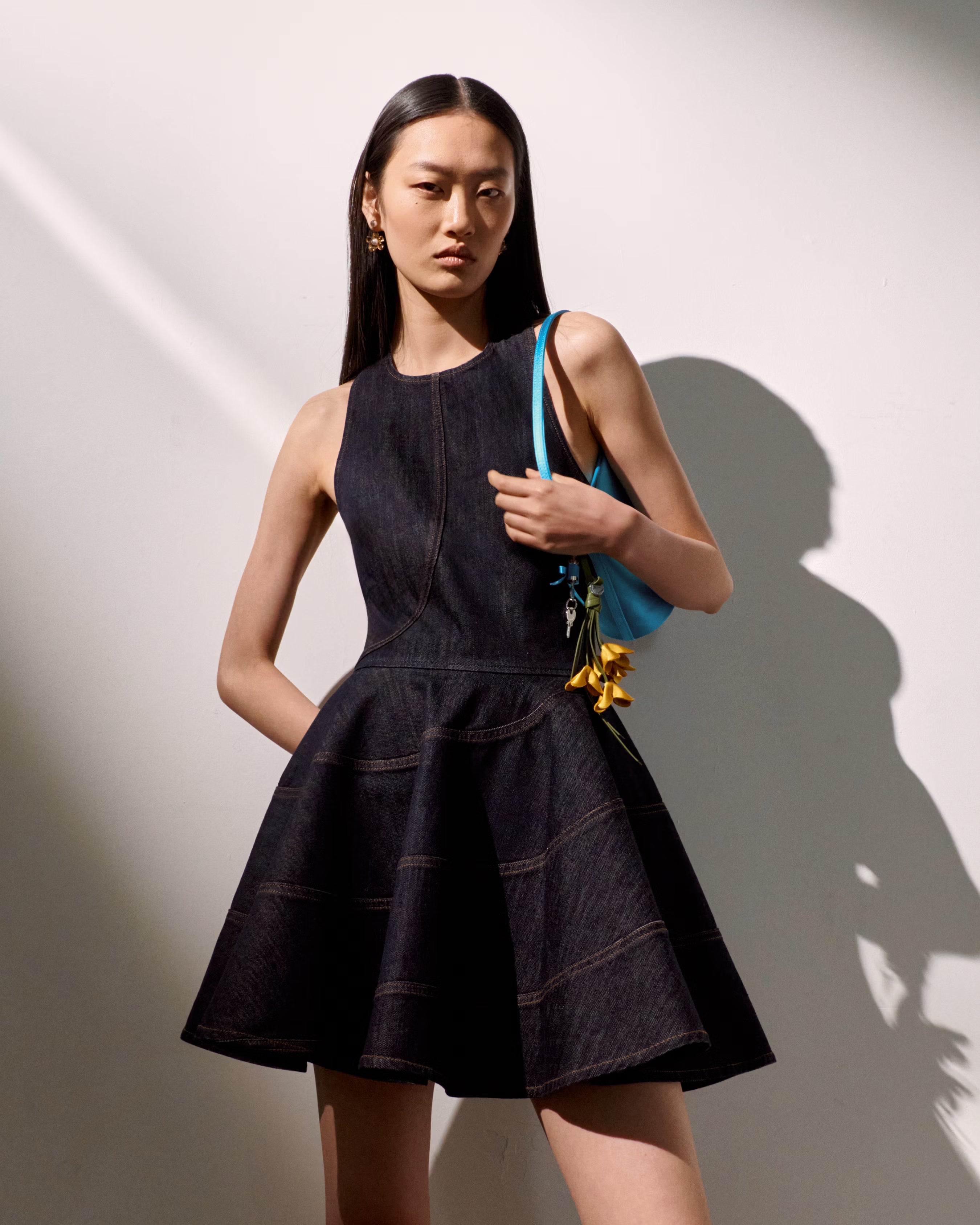 Indigo Denim Halterneck Mini Dress – self-portrait-US