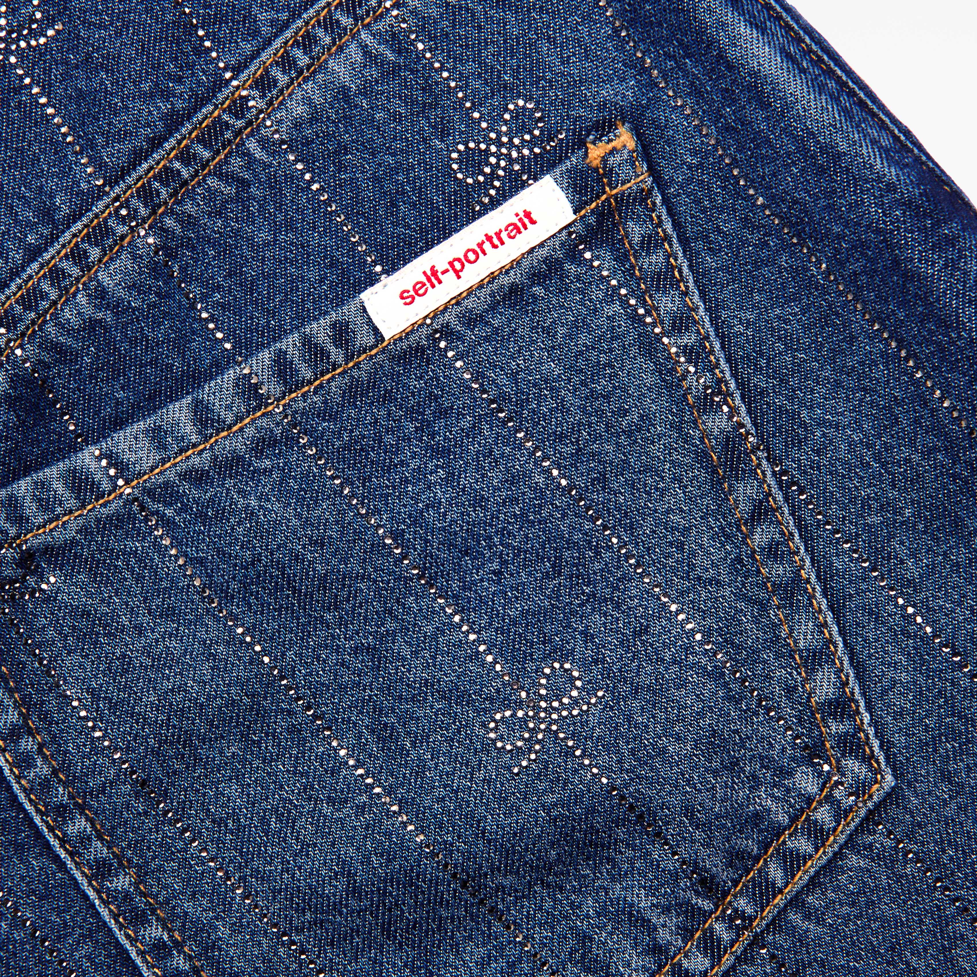 Rhinestone Stripe Denim Shorts