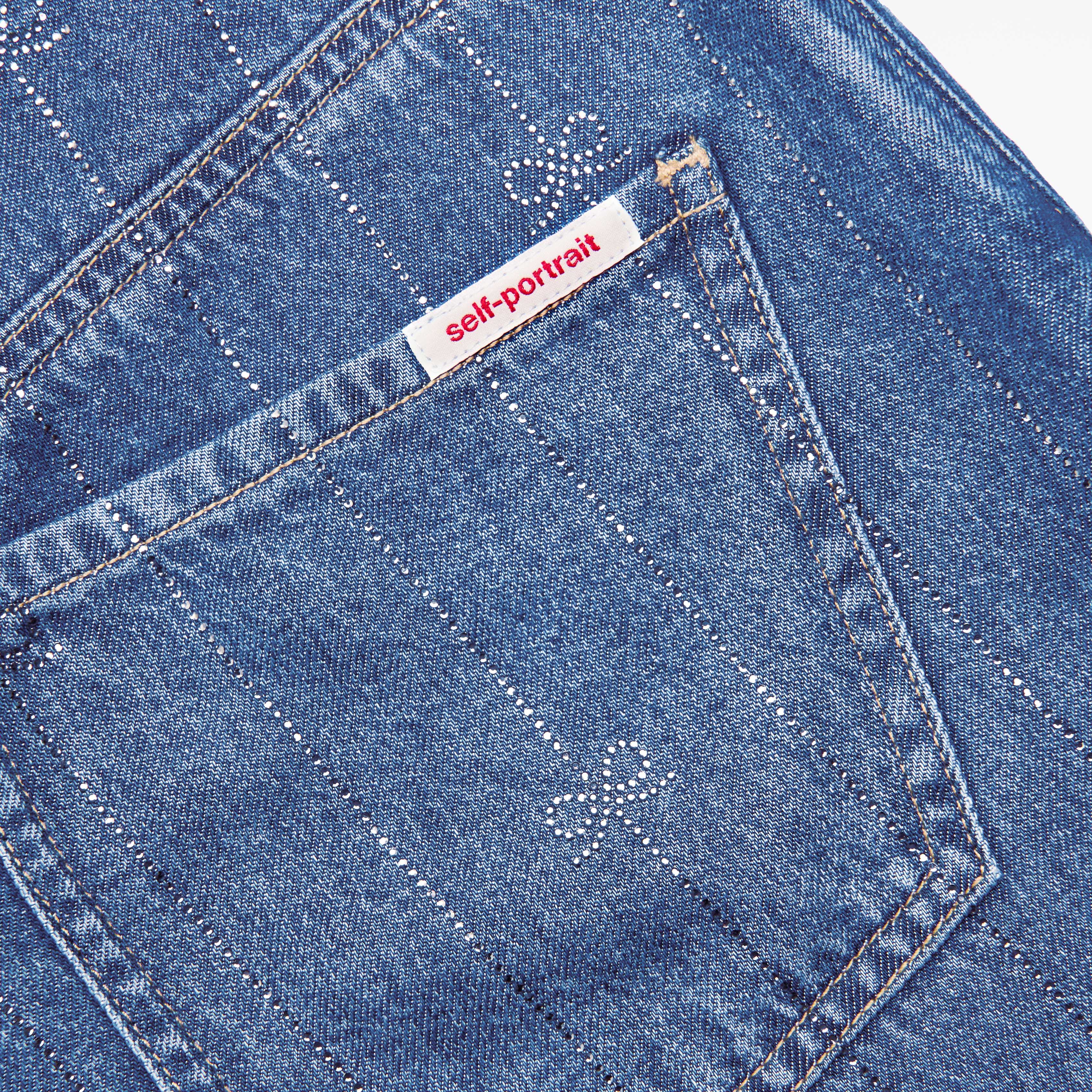 Light Blue Rhinestone Stripe Denim Jeans