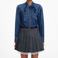Denim Tie Neck Shirt