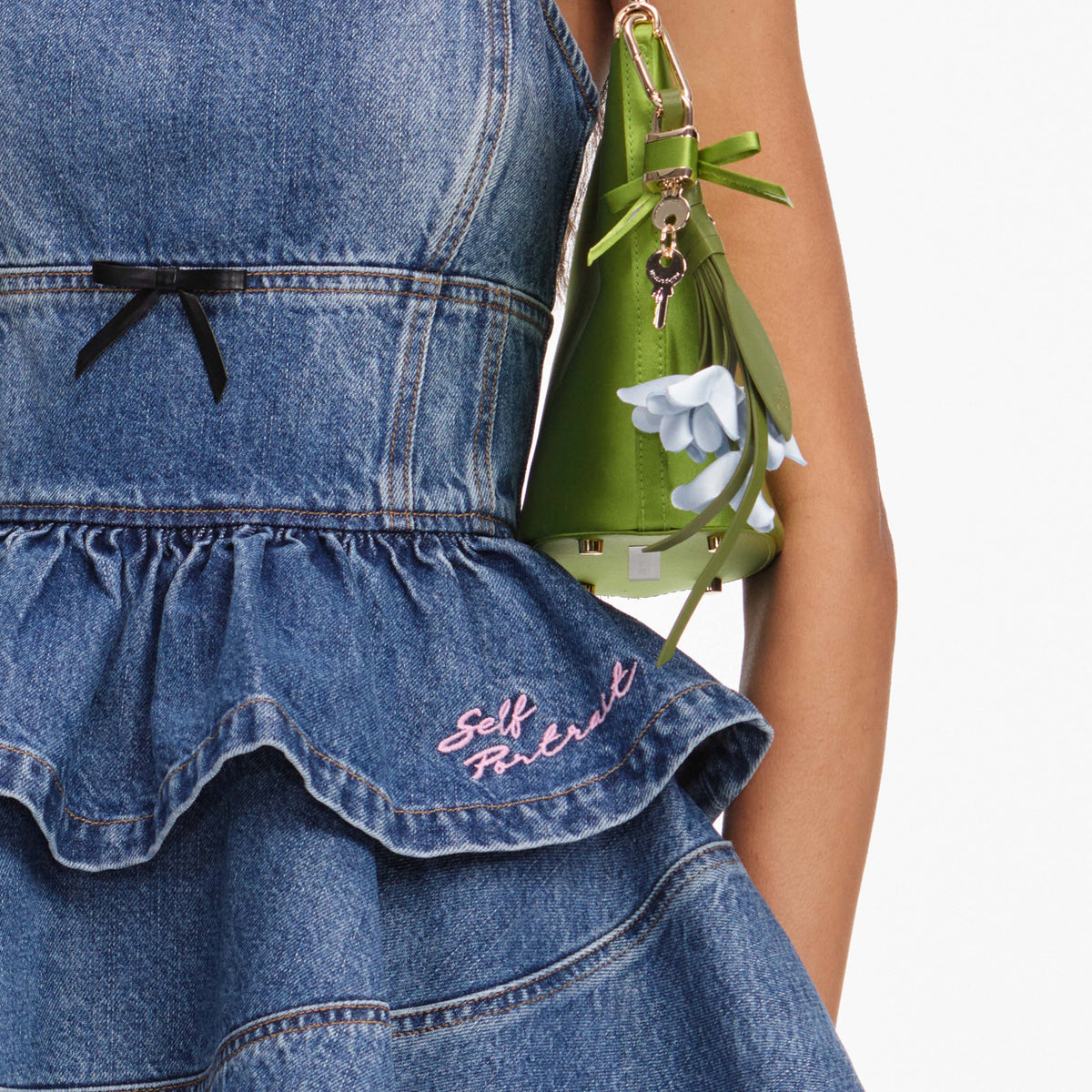 jeans mini dress self-portrait - Denim Flared Peplum Colored shirt Embrace your individuality with Off Shoulder A Line Size:6 UK