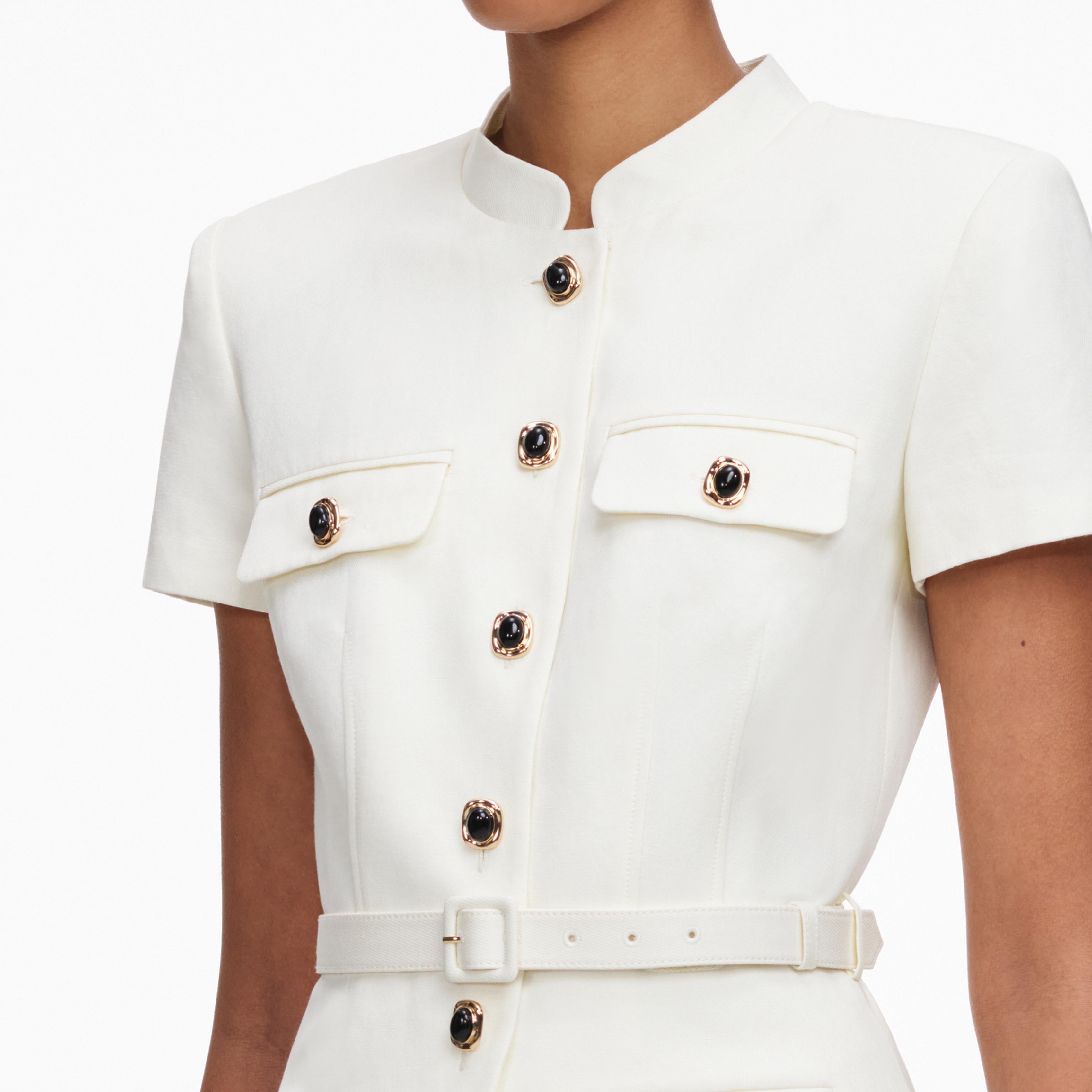 Cream Linen Blend Peplum Playsuit