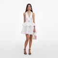 White Linen Blend Peplum Mini Dress