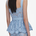 Blue Lace Peplum Midi Dress