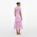 Pink Cord Lace Midi Dress