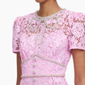 Pink Cord Lace Midi Dress