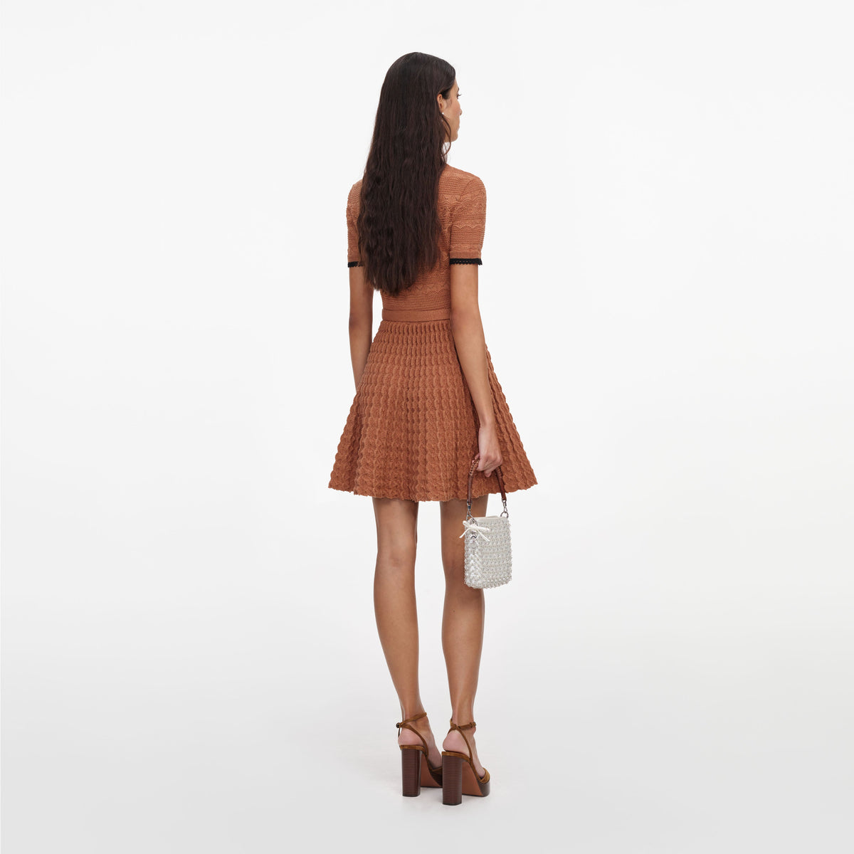 self-portrait pointelle-knit mini dress Self-Portrait - White Knit Peplum Mini Dress