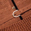 Brown Pointelle Knit Mini Dress