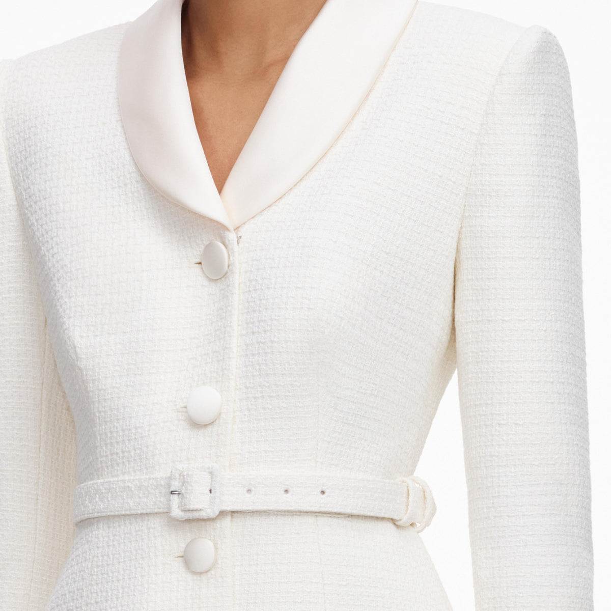 cream boucle collared mini dress Cream Boucle Collared Mini Dress  self-portrait-US