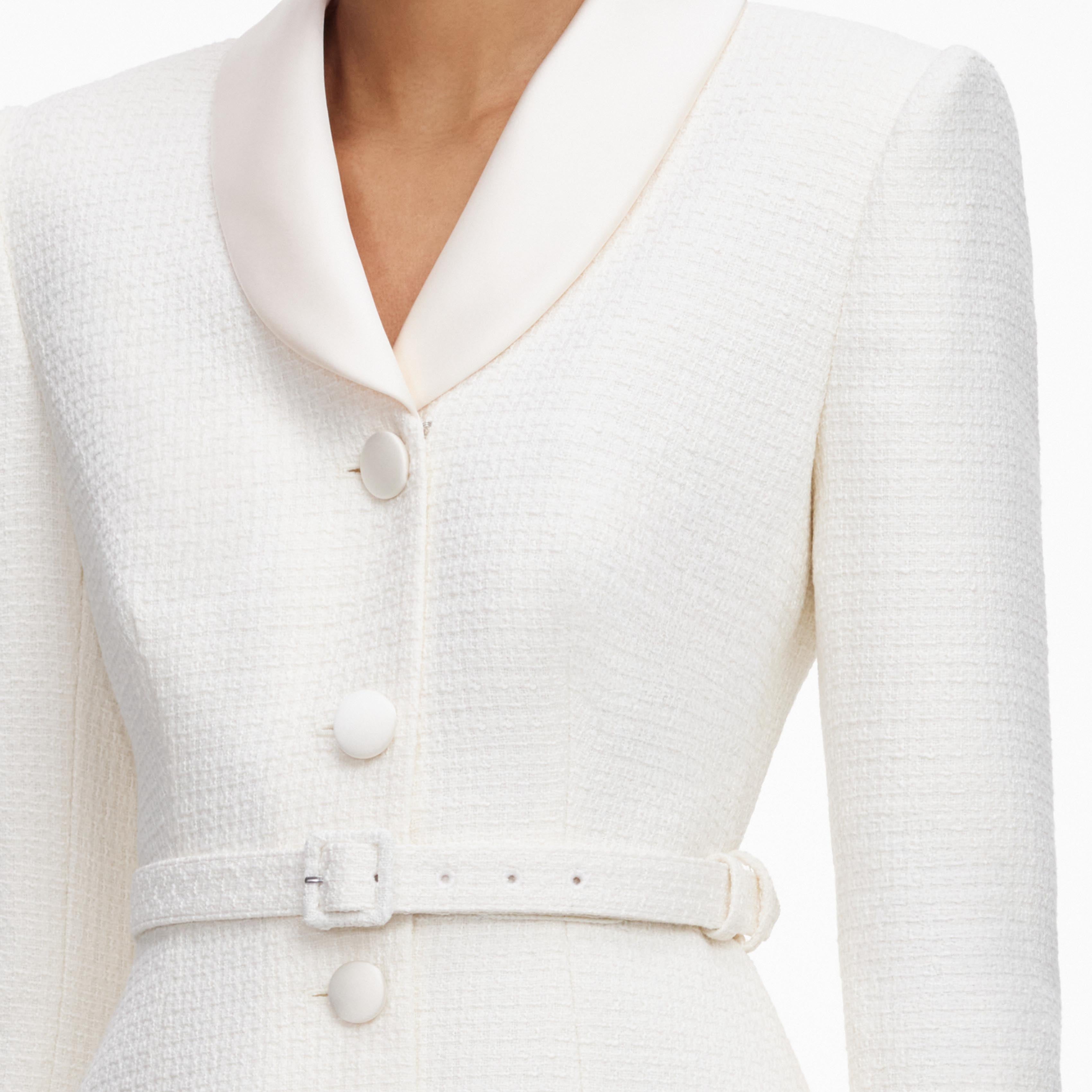 self portrait boucle tailored mini dress Cream Boucle Tailored Mini Dress – self-portrait-US