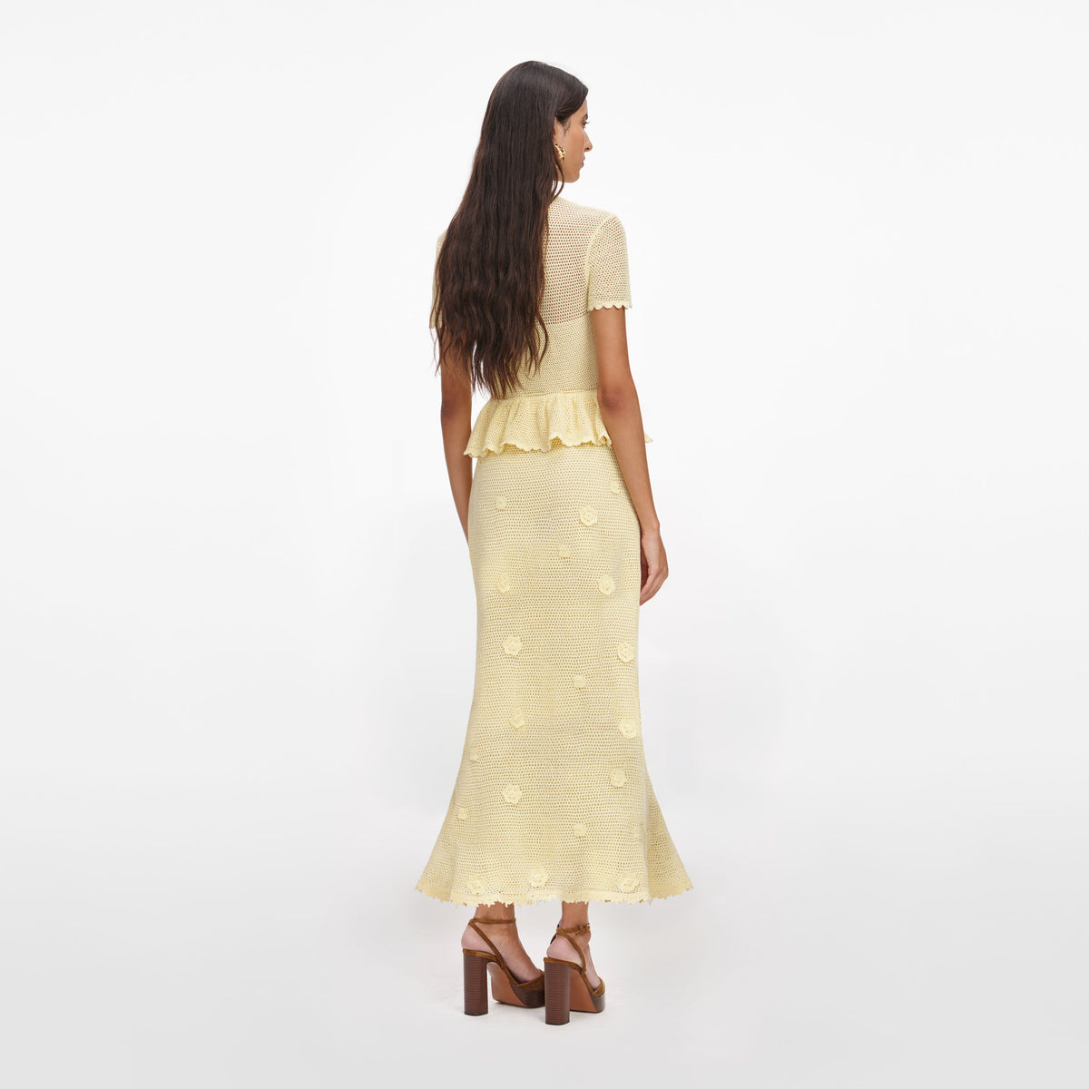 self portrait crochet midi dress Pink Crochet Flower Knit Midi Dress self-portrait
