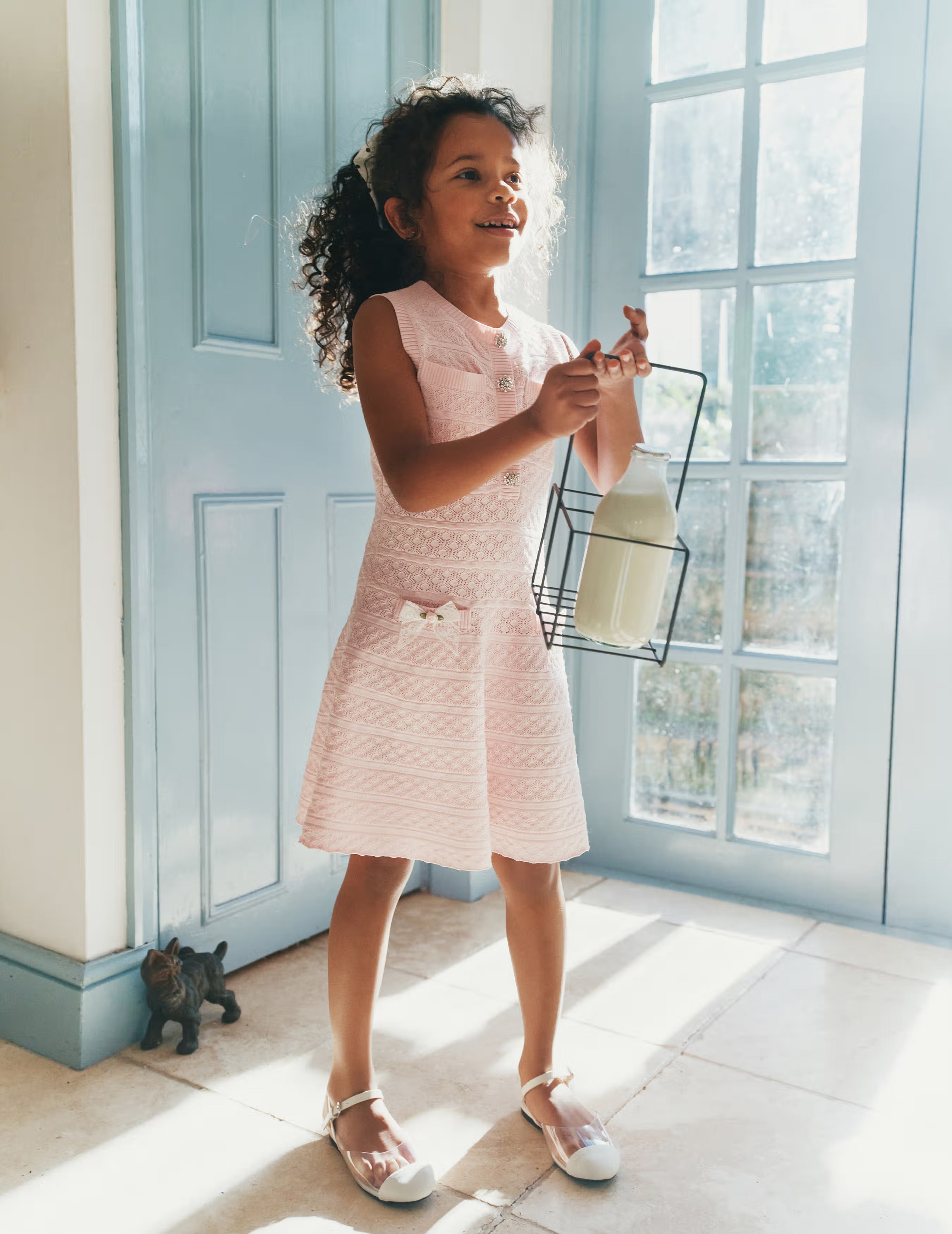 self-portrait - Pink Lace Bow Knit Dress