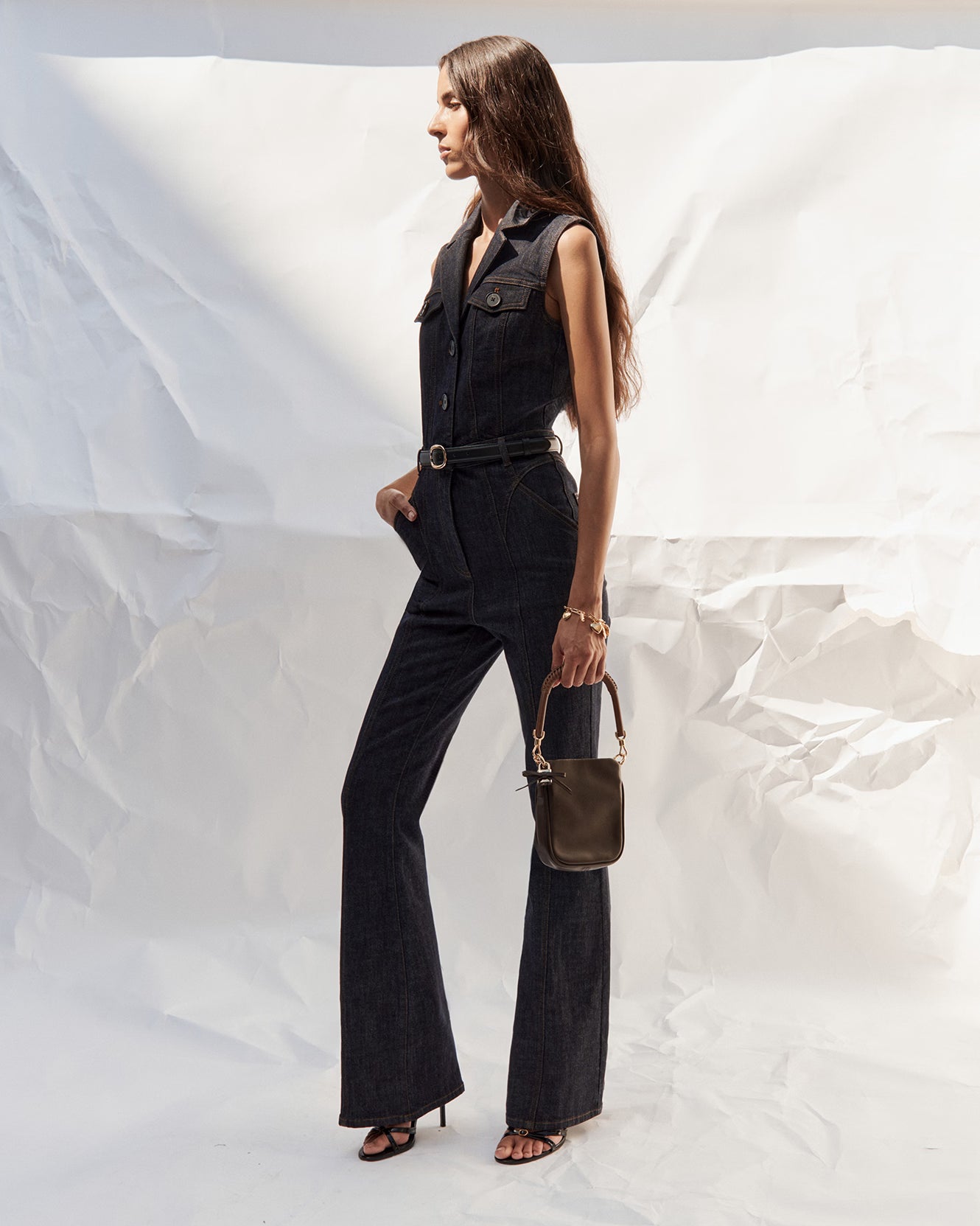 Indigo Belted Denim Jumpsuit