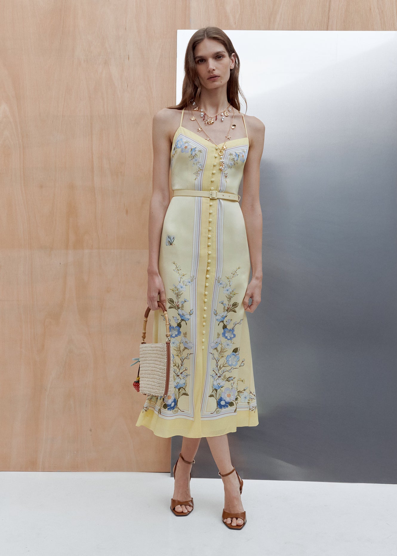 Yellow Floral Midi Dress – self-portrait-US