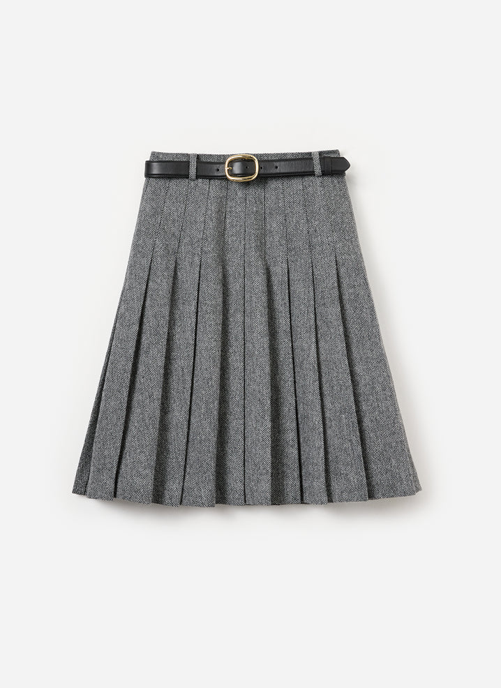 Grey Herringbone Scarf Detail Top – self-portrait-US