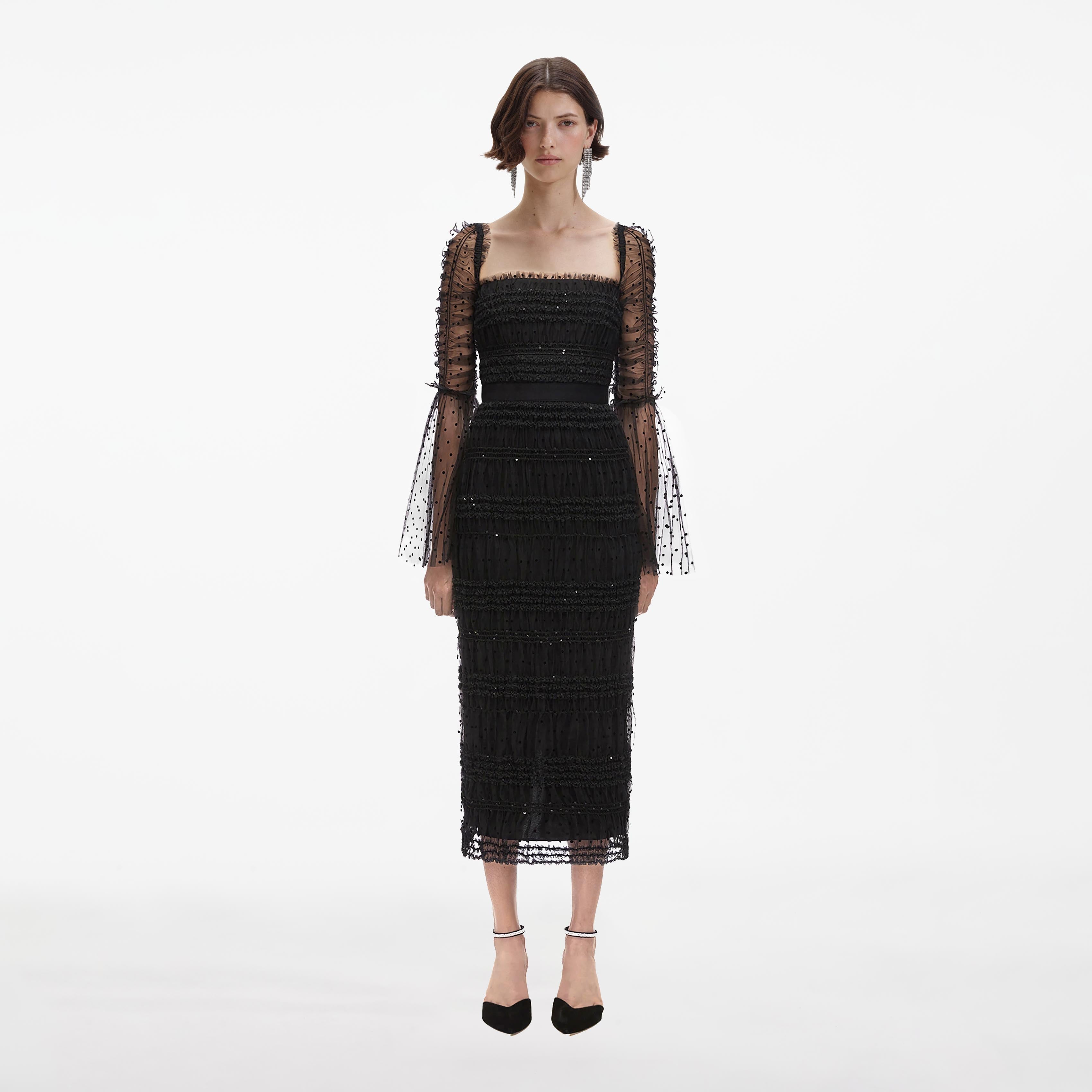 【送料&関税込】self-portrait Dot Mesh Mini Dress Black Dot Mesh Mini Dress – self-portrait-US