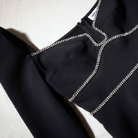 Black Crepe Rhinestone Detail Mini Dress