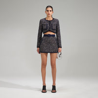 Boucle Mini Skirt With Braid Detail