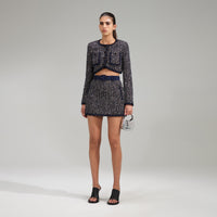 Boucle Mini Skirt With Braid Detail