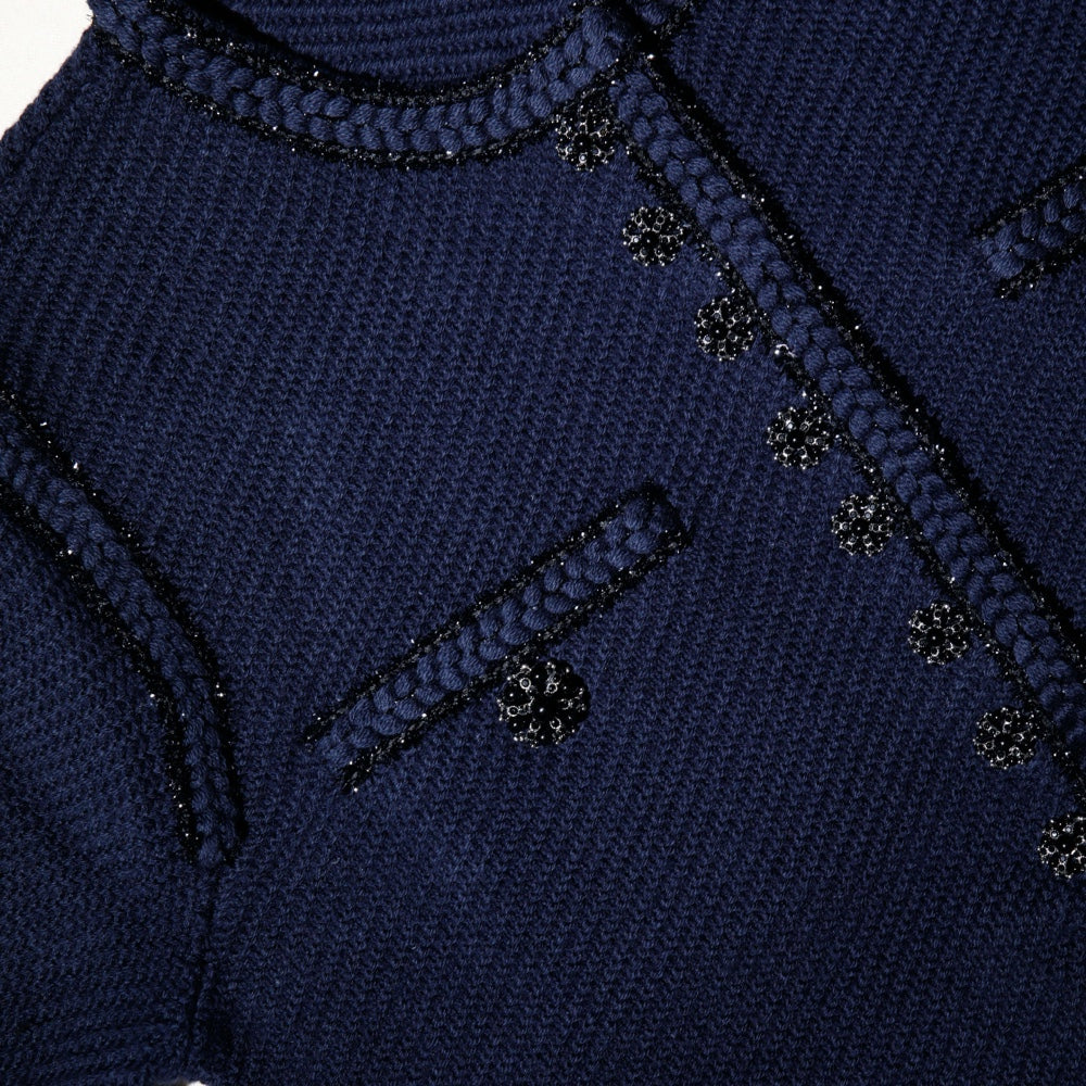 Navy Knit Crop Cardigan
