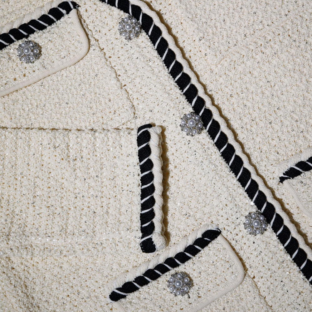 Cream Sequin Knitted Cardigan