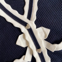 Navy Knit  Bow Cardigan