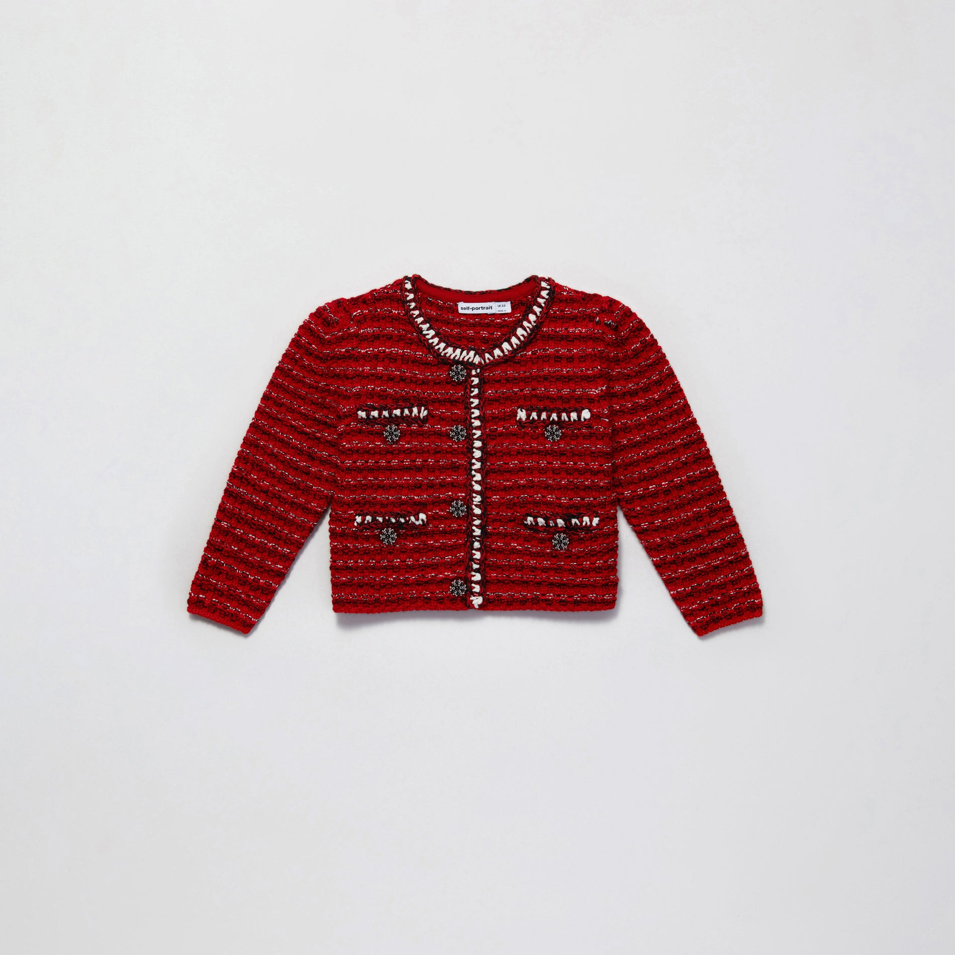 Red Melange Button Knit Cardigan