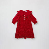 Red Guipure Lace Mini Dress