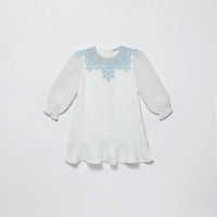 White Crepe Crochet Bib Dress