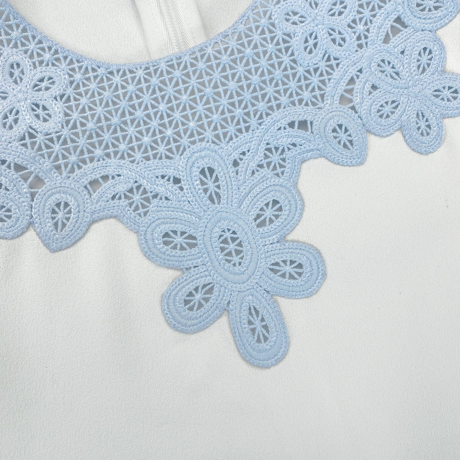 White Crepe Crochet Bib Dress