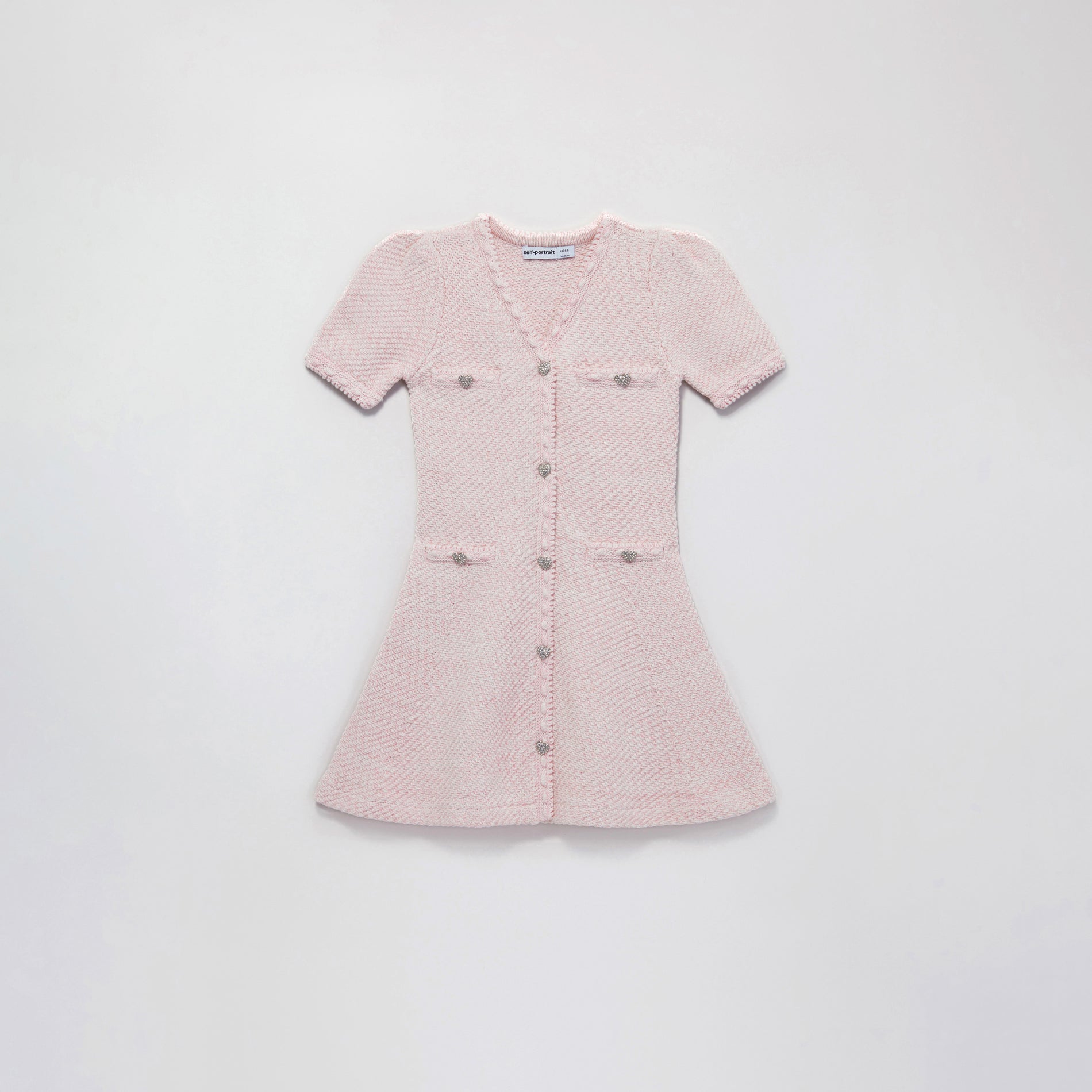Pink Knit Button Mini Dress