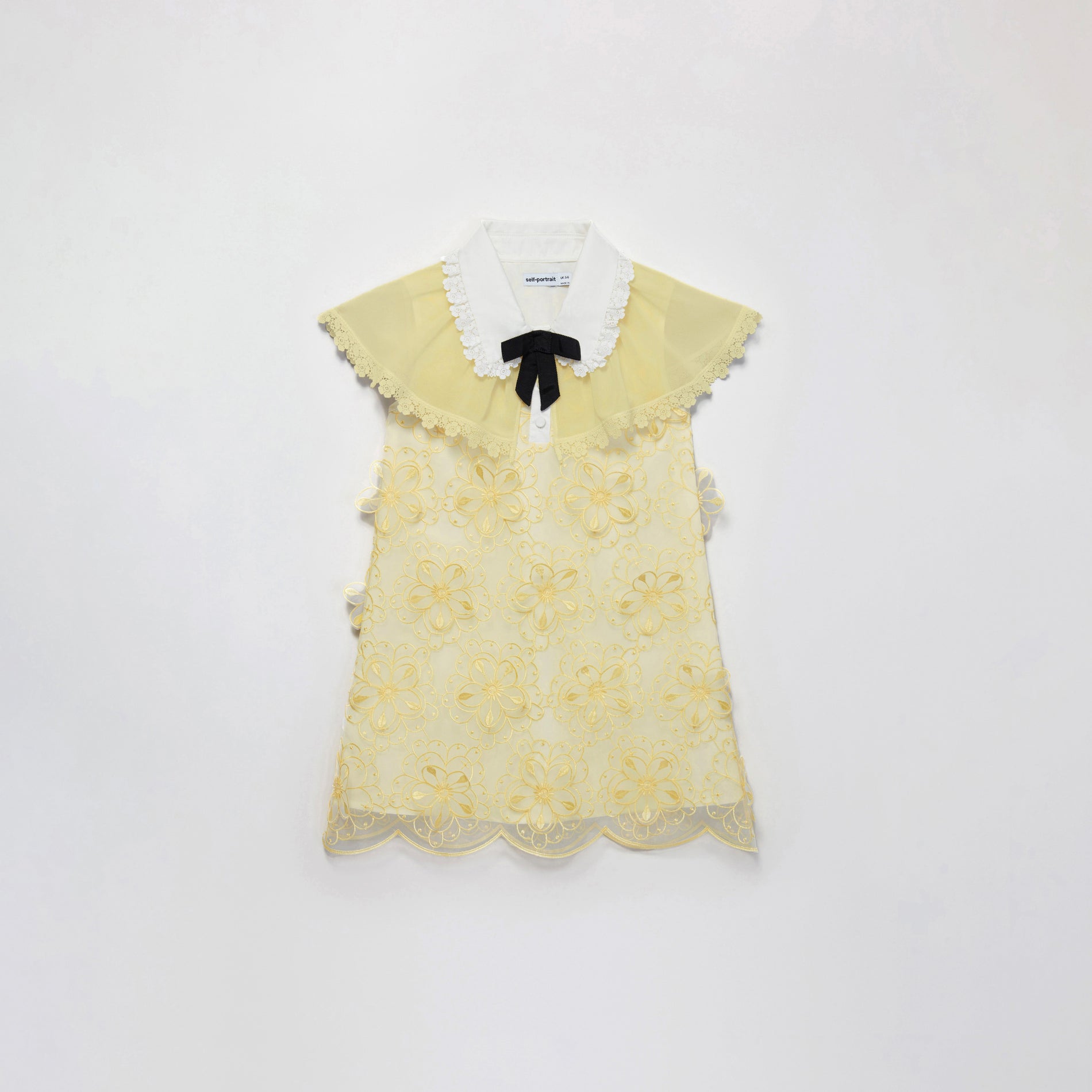 Yellow 3 D Organza Mini Bow Dress